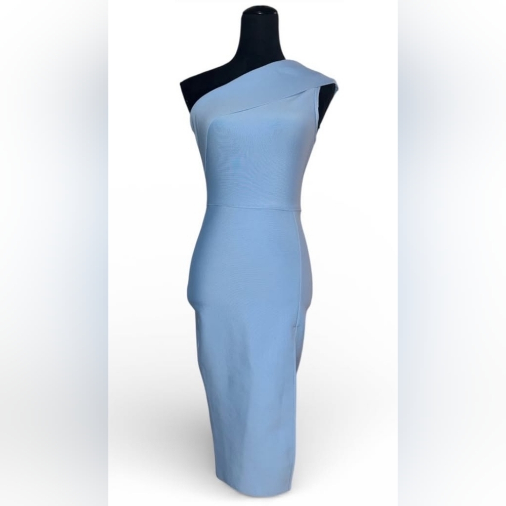 One-Shoulder Light Blue Sheath Dress